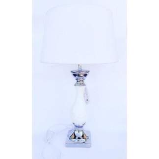 Lampa biała z białym abażurem 10030-35-silver&whit
