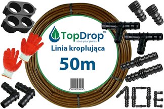 Linia kroplująca (wąż kroplujący) Top Drop 50mb 2,1l/h 33cm + 10 akcesoriów + rękawice GRATIS