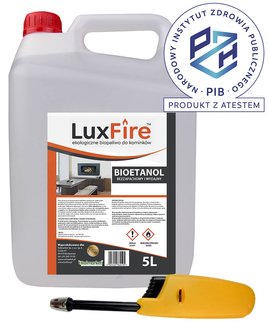 Lux Fire™ 5 litrów –  ekologiczne biopaliwo do kominka (bioetanol do biokominka) + zapalarka piezoelektyczna GH11
