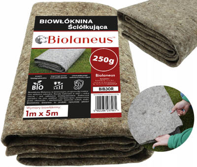 Biowłóknina z wełny owczej, biodegradowalna włóknina ściółkująca Biolaneus 1x5m 250g