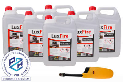 Lux Fire™ 30 litrów –  ekologiczne biopaliwo do kominka (bioetanol do biokominka) + Zapalarka GH11